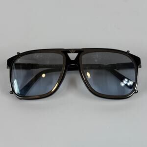 Louis Vuitton Z1086E 9X6 Black Glasses w/ Clip-On Sunglasses Made in Italy